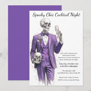 Invitación Fiesta de Cócteles de Halloween Noche Chic Espel