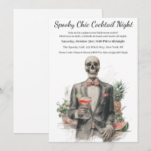 Invitación Fiesta de Cócteles de Halloween Noche Chic Espel