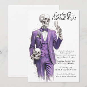 Invitación Fiesta de Cócteles de Halloween Noche Chic Espel
