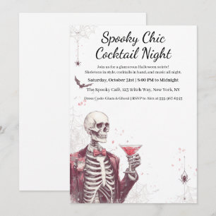 Invitación Fiesta de Cócteles de Halloween Noche Chic Espel