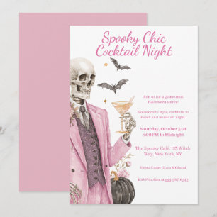 Invitación Fiesta de Cócteles de Halloween Noche Chic Espel