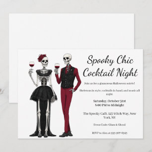 Invitación Fiesta de Cócteles de Halloween Noche Chic Espel