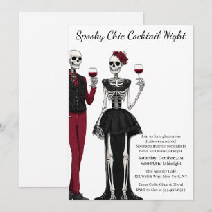 Invitación Fiesta de Cócteles de Halloween Noche Chic Espel