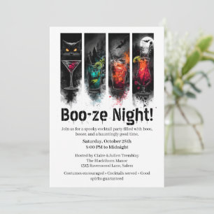 Invitación Fiesta de Cócteles de Halloween Noche de Boo-ze