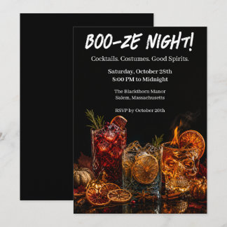 Invitación Fiesta de Cócteles de Halloween | Noche de Boo-ze