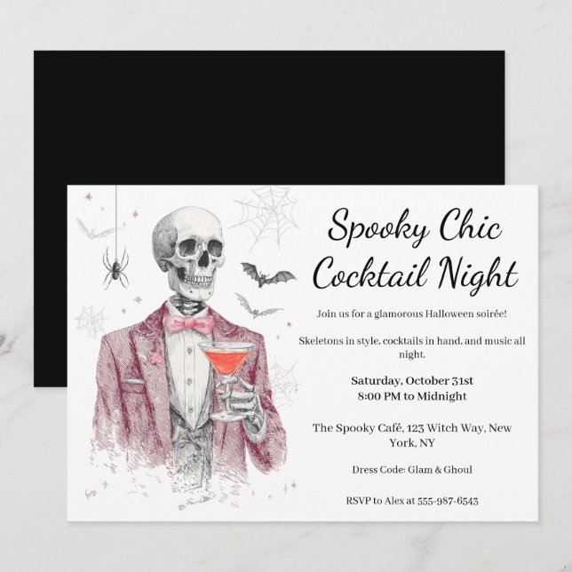 Invitación Fiesta de cócteles de Halloween | Noche de Moda es (Anverso / Reverso)