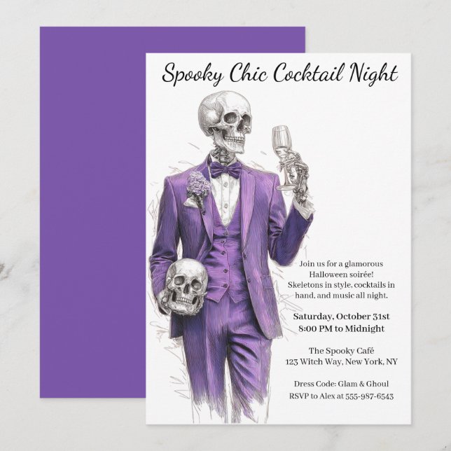 Invitación Fiesta de cócteles de Halloween | Noche de Moda es (Anverso / Reverso)