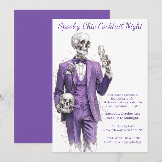 Invitación Fiesta de cócteles de Halloween | Noche de Moda es (Anverso / Reverso)