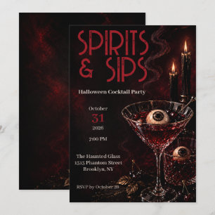 Invitación Fiesta de Cócteles de Halloween para Adultos Espír