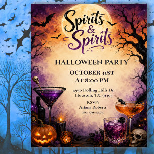 Invitación Fiesta de Cócteles de Halloween Spirits & Spirits