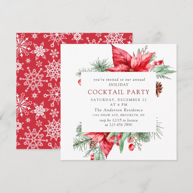 Invitación Fiesta de cócteles de la fiesta de los Navidades d (Anverso / Reverso)