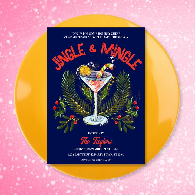 Invitación Fiesta de cócteles de la Hand Drawn Jingle Mingle  (Subido por el creador)