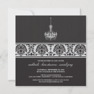 Invitación Fiesta de cócteles de la lámpara (negro/plata)