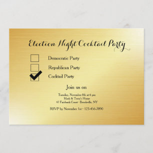 Invitación Fiesta de cócteles de la noche de las elecciones d