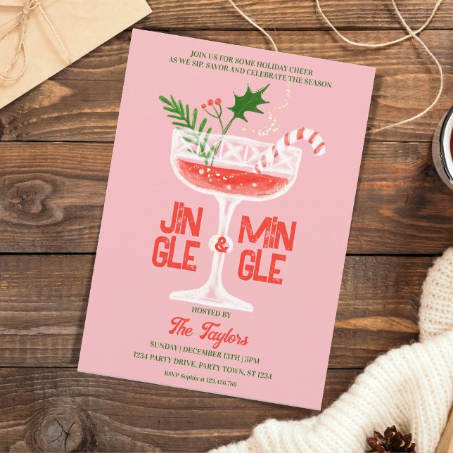 Invitación Fiesta de cócteles de los Navidades Rustic Jingle  (Subido por el creador)