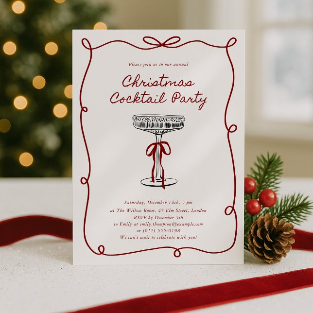 Invitación Fiesta de cócteles de mano caprichosa para Navidad (Subido por el creador)