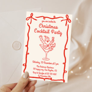 Invitación Fiesta de Cócteles de Navidad del Santa Retro
