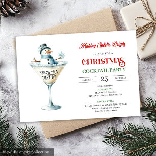 Invitación Fiesta de cócteles de Navidad editables rojos y ve
