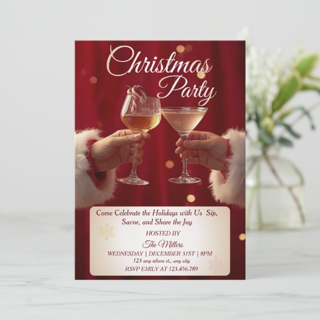 Invitación Fiesta de Cócteles de Navidad Jingle And Mingle  (Anverso de pie)