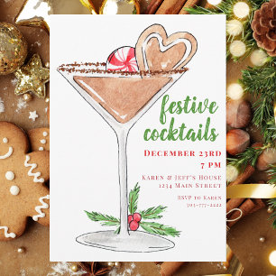 Invitación Fiesta de Cócteles de Navidad / Martini de Pan de