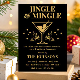 Invitación Fiesta de Cócteles de Navidad Moderna Jingle & Min