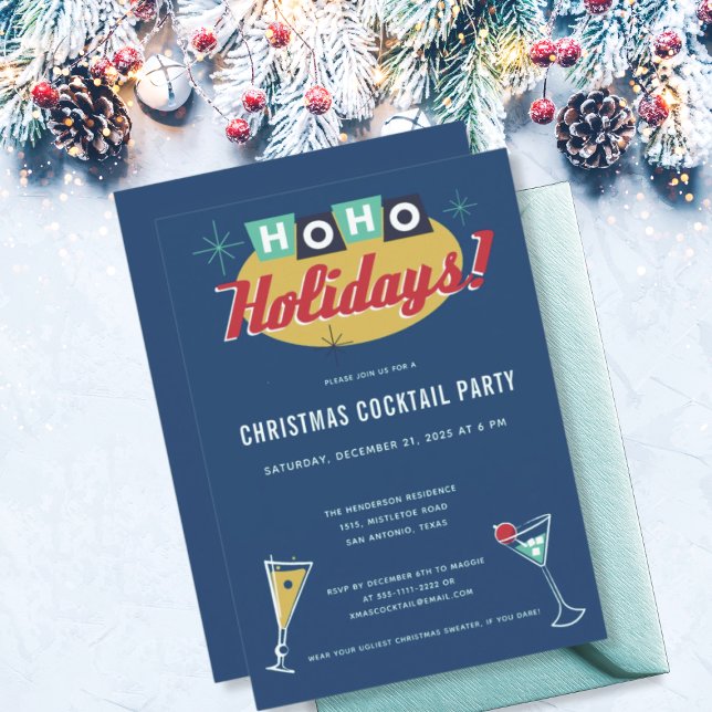 Invitación Fiesta de Cócteles de Navidad Modernos de Mitad de (Subido por el creador)