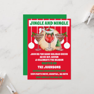 Invitación Fiesta de cócteles de Navidades de Jingle y Mingle