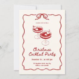 Invitación Fiesta de cócteles de Navidades rojos
