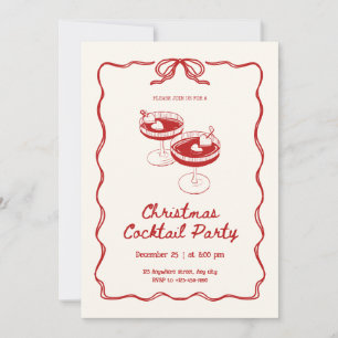 Invitación Fiesta de cócteles de Navidades rojos