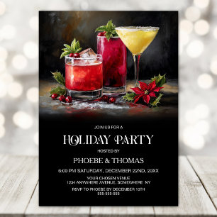 Invitación Fiesta de Cócteles de Nochebuena Poinsettia