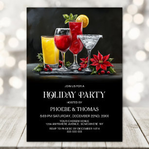 Invitación Fiesta de Cócteles de Nochebuena Poinsettia