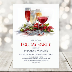 Invitación Fiesta de Cócteles de Nochebuena Poinsettia