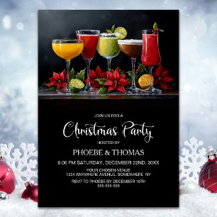Invitación Fiesta de Cócteles de Nochebuena Poinsettia