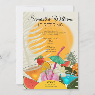 Invitación Fiesta de cócteles de playa tropical de despedida