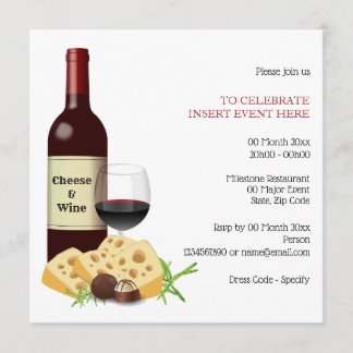 Invitación fiesta de cócteles de queso de vino formal