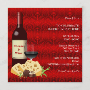Invitación Fiesta de cócteles de queso Holiday Wine