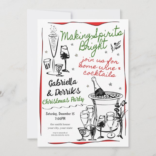 Invitación Fiesta de cócteles de vacaciones (Anverso)