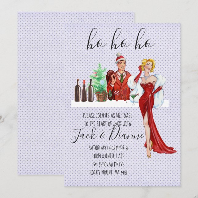 Invitación Fiesta de cócteles de vacaciones (Anverso / Reverso)