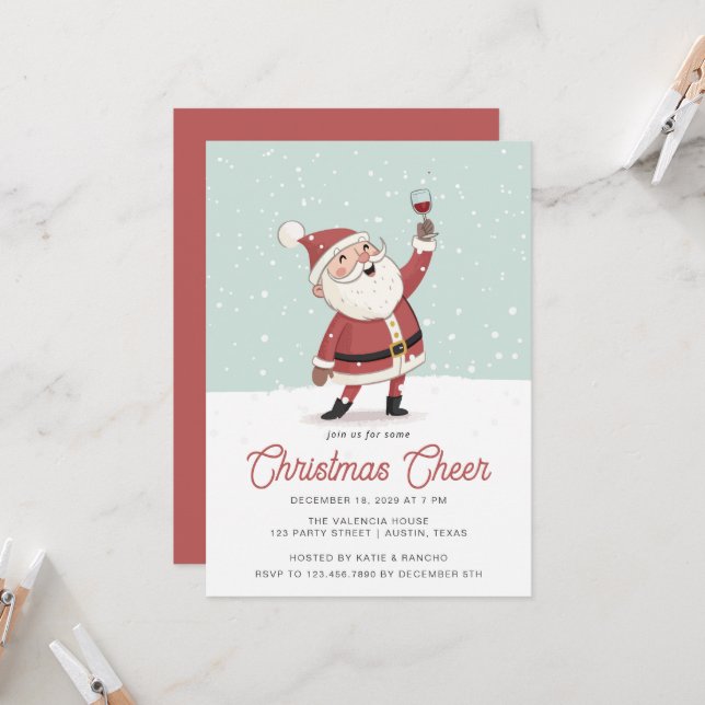 Invitación Fiesta de cócteles de vacaciones de Santa Navidade (Anverso/Reverso In Situ)