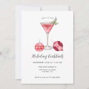 Invitación Fiesta de cócteles de vacaciones rosadas