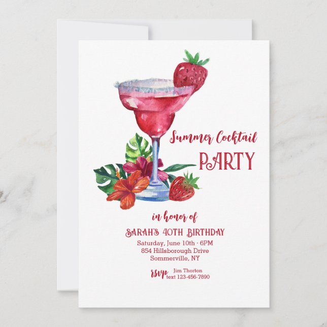 Invitación Fiesta de cócteles de verano (Anverso)