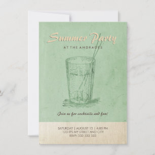 Invitación Fiesta De Cócteles De Verano Adulto Retro Estilo M