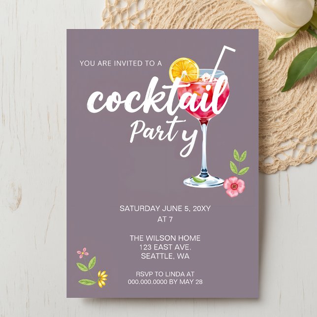 Invitación Fiesta de cócteles de verano de Citrus (Citrus Summer Cocktail Party Invitation)