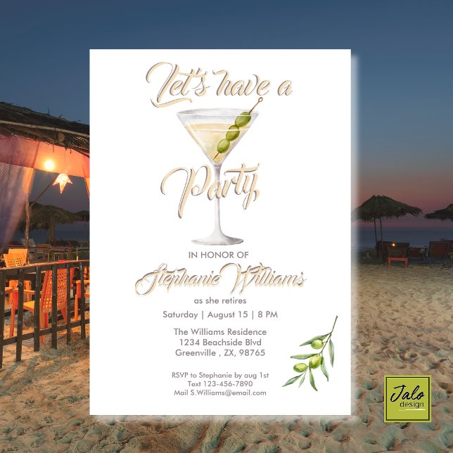 Invitación Fiesta de cócteles de verano sobre jubilación de m (Subido por el creador)