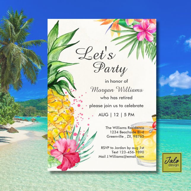 Invitación Fiesta de cócteles de verano tropical de jubilació (Subido por el creador)
