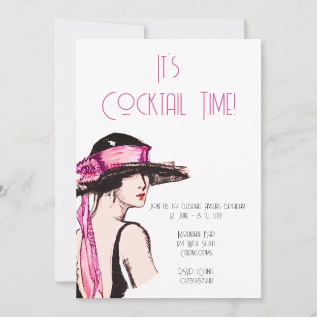 Invitación Fiesta de cócteles del Chica de Flapper (Anverso)