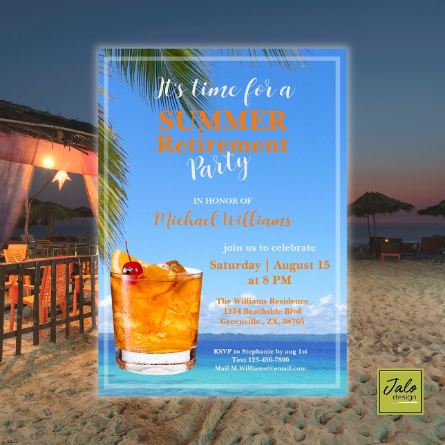 Invitación Fiesta de cócteles del océano de verano para jubil (Subido por el creador)