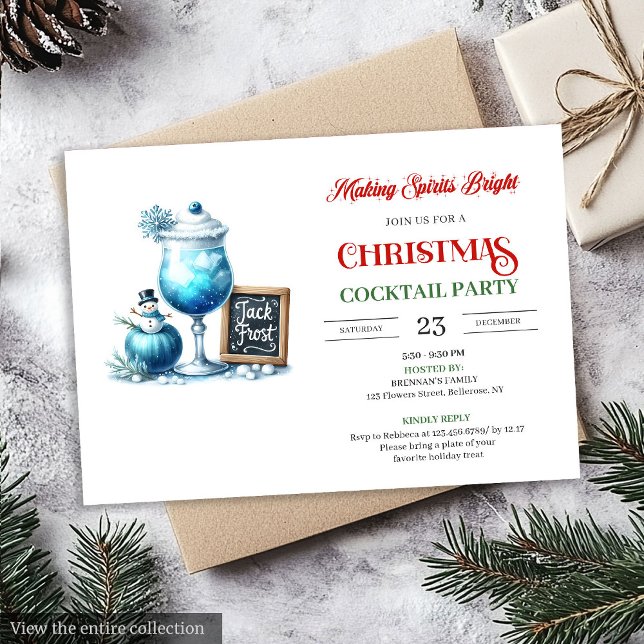 Invitación Fiesta de cócteles divertidos de moda roja y verde (Trendy Funny Cocktails Party red green celebration Invitation)