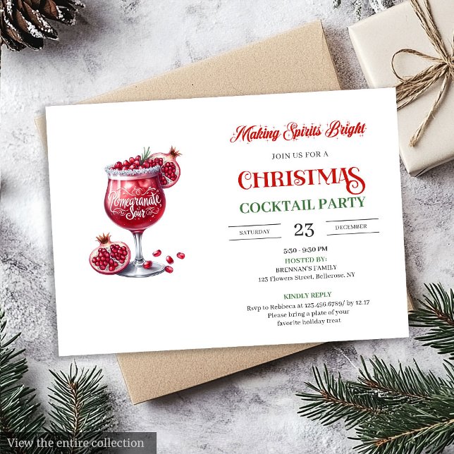 Invitación Fiesta de cócteles festivos imprimibles estilo ofi (Office style printable festive cocktails party invitation

)