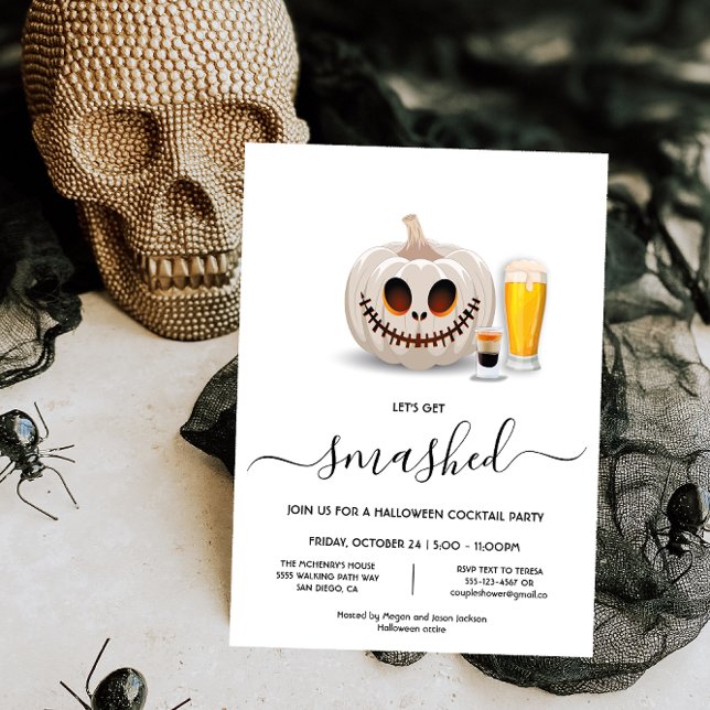 Invitación Fiesta de cócteles Halloween de calabaza blanca ma (Subido por el creador)